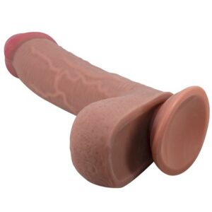 SLIDING SKIN SERIES REALISTIC DILDO WITH SLIDING SKIN SUCTION CUP BROWN 23.4 CM