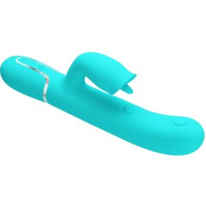 RABBIT VIBRATOR WITH LICKING AQUA GREEN