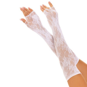 FLORAL NETWORK FINGERLESS GLOVES WHITE