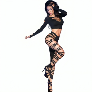 CR 3654 TOP & LEGGINS BLACK S/M