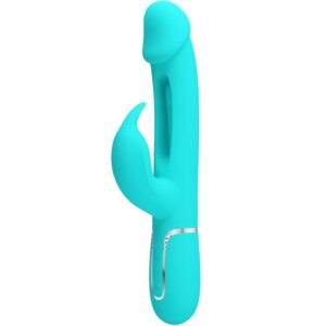 KAMPAS RABBIT 3 IN 1 MULTIFUNCTION VIBRATOR WITH TONGUE AQUA GREEN