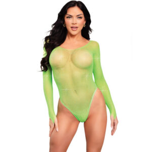CRYSTALIZED LONG SLEEVE BODYSUIT GREEN