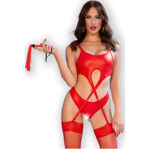 CR 4625 SET FOUR PIECES CROTCHLESS RED S