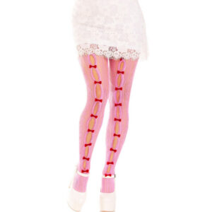 STOCKINGS WITH OPENINGS HEART & BOWS PINK