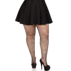 CRYSTALIZED MESH STOCKINGS BLACK PLUS SIZE