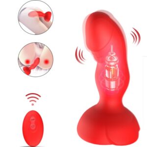 EXTREME A BLOOM ROSE VIBRATOR & ANAL PLUG REMOTE CONTROL RED