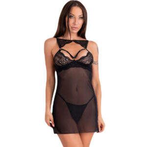 KROLINA LC 90734 CHEMISE + THONG BLACK L/XL