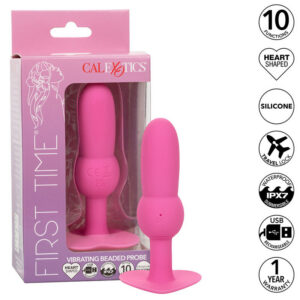 FIRST TIME ANAL PLUG BEADED PROBE 10 VIBRATIONS PINK