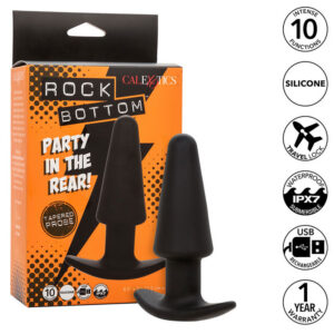 ROCK BOTTOM TAPERED ANAL PLUG 10 VIBRACIONES SILICONE BLACK