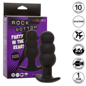 ROCK BOTTOM BEADED ANAL PLUG 10 VIBRATIONS SILICONE BLACK