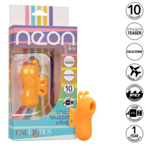 NEON VIBES THE BUZZING VIBE FINGER STIMULATOR 10 VIBRATIONS ORANGE