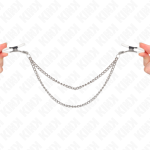 NIPPLE CLAMPS WITH 2 THIN CHAINS SILVER 20/23 CM