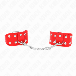 WRISTBANDS WITH DOUBLE LINE OF ADJUSTABLE STUDS RED