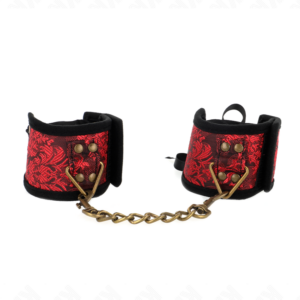 SCANDAL WRIST RESTRAINTS RED-BLACK LACE DETAILS 24.5 CM X 6.5 CM