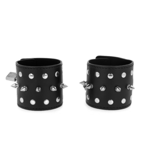 PUNK WRIST RESTRAINTS WITH SPIKES 25 X 6 CM
