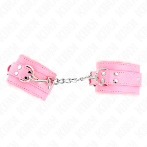 FUR LINED WRIST RESTRAINTS PINK WITH PINK BELT ADJUSTABLE 17-29 CM X 6 CM