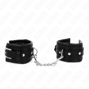 RHINESTONE BUCKLE WRIST RESTRAINTS BLACK ADJUSTABLE 25-32 CM X 5.5 CM
