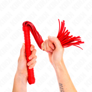 WHIP WITH RED TEXTURED HANDLE 48.5 CM