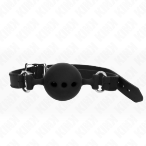FULL SILICONE GAG 55 x 2 CM WITH 5 CM BALL SIZE L BLACK ADJUSTABLE 35-51 CM