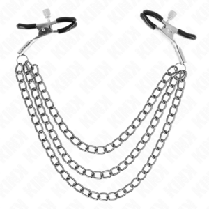 NIPPLE CLAMPS WITH 3 CHAINS BLACK 20/23/28 CM