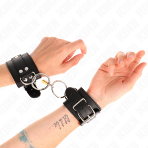 O-RING LOCKED WRIST RESTRAINTS BLACK ADJUSTABLE 20-28 CM X 5.5 CM
