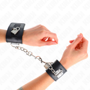 WRIST RESTRAINTS WITH PADLOCK CLOSURE BLACK ADJUSTABLE 16-23 CM X 5.5 CM