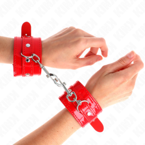 SHINY HAND CUFFS RED ADJUSTABLE 23-33 CM