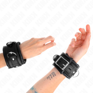 HEAVY WRIST RESTRAINTS WITH BLACK FUR LINED ADJUSTABLE 20-30 CM X 6 CM