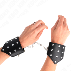 BLACK POINT STYLE WRISTBANDS WITH CHAIN ADJUSTABLE 17-23 CM X 8.5 CM