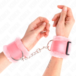 FURRY LINED WRIST RESTRAINTS PINK ADJUSTABLE 17-31 CM X 7 CM