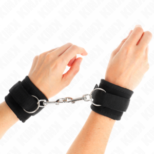 NYLON BIND HOOK&LOOP WRIST RESTRAINTS BLACK MODEL 2 ADJUSTABLE 18-35 CM X 6 CM