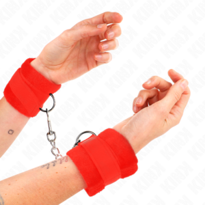 BEGINNER FUR HAND CUFFS RED 30 X 7 CM