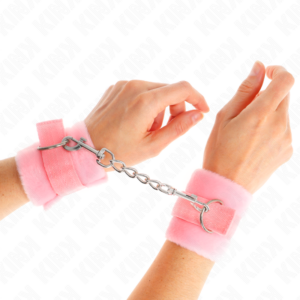 BEGINNER FUR HAND CUFFS PINK 30 X 7 CM