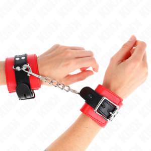WRIST RESTRAINTS RED WITH BLACK BELT ADJUSTABLE 17-28 CM X 6 CM