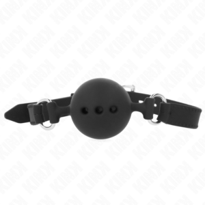 FULL SILICONE GAG 55 x 2 CM WITH 4.5 CM BALL SIZE M BLACK ADJUSTABLE 35-51 CM
