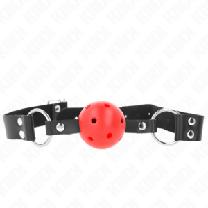 BREATHABLE BALL 4 CM GAG WITH DOUBLE RIVET RED 62.5 x 2.5 CM ADJUSTABLE 42-58 CM