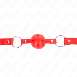 BREATHABLE BALL 4 CM GAG WITH DOUBLE RIVET MODEL 1 RED 62.5 x 2.5 CM ADJUSTABLE 42-58 CM