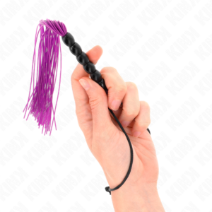MINI SILICONE WHIP WITH 6 PURPLE BEADS 26 CM