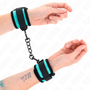 HOOK AND LOOP NYLON BIND WRIST RESTRAINTS BLACK-BLUE ADJUSTABLE 18-32 CM X 5 CM