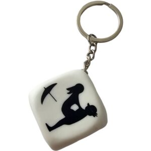 WHITE DICE KEYCHAIN WITH POSES