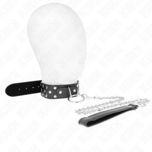 RING RIVET STRAP NECKLACE WITH BELT 65 CM BLACK ADJUSTABLE 36-50 CM X 3.8 CM