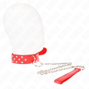 RING RIVET STRAP NECKLACE WITH BELT 65 CM RED ADJUSTABLE 36-50 CM X 3.8 CM