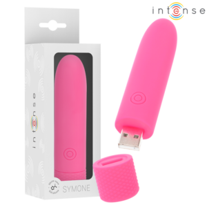 SYMONE USB RECHARGEABLE VIBRATING BULLET 8 VIBRATIONS PINK 10 X 2.2 CM