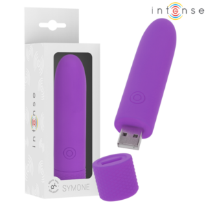 SYMONE USB RECHARGEABLE VIBRATING BULLET 8 VIBRATIONS PURPLE 10 X 2.2 CM