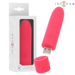 SYMONE USB RECHARGEABLE VIBRATING BULLET 8 VIBRATIONS RED 10 X 2.2 CM