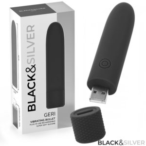 GERI USB RECHARGEABLE VIBRATING BULLET 8 VIBRATIONS BLACK 10 X 2.2 CM