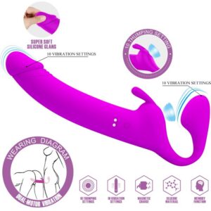 ZANINI STRAPLESS STRAP-ON 10 VIBRATIONS PURPLE