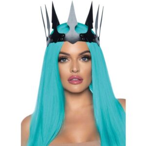 SYNTHETIC LEATHER MALEFICENT CROWN WITH STUDS BLACK