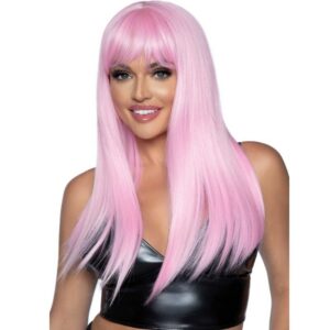 LONG STRAIGHT BANG WIG PINK
