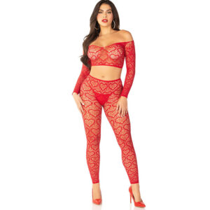 CROP TOP + STOCKINGS RED ONE SIZE